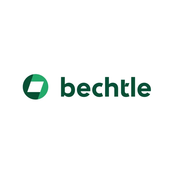 Bechtle logo - green circle with geometric shape and company name in dark teal text