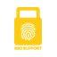 Yellow padlock with fingerprint biometric authentication symbol representing secure SSO support