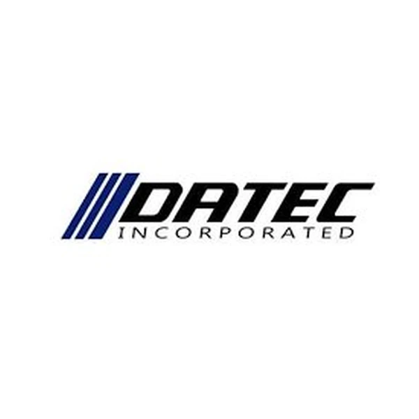 DATEC Incorporated logo with blue parallel lines and bold black text